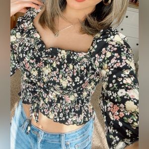 Long sleeve crop blouse